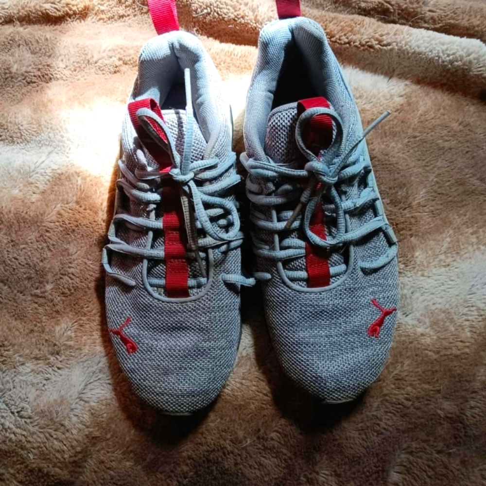 Puma Men's Gray and Red Sneakers